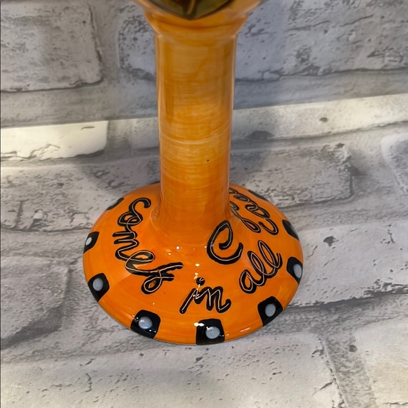 Set of 2 Colorful Heart Design wine Goblets love comes in all colors pottery - Picture 4 of 9